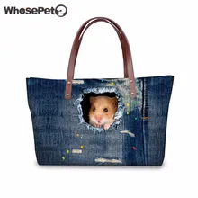 WHOSEPET Hamster Frauen Handtaschen Top-griff Tasche 3D Denim Druck für Mode Damen Umhängetasche Mit Großer Kapazität Lässige Taschen Tote