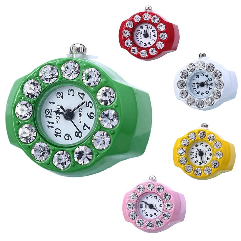 

Drop shipping Explosion Ladies Ring Watch Retro Student Finger Watch With Diamonds Around Women's Finger Watch Support Wholesale