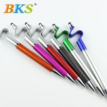 Твист Действие резиновая Шариковая ручка для мобильного телефона дизайн цветной баррель печать логотип клиента держатель телефона ручка 100 шт