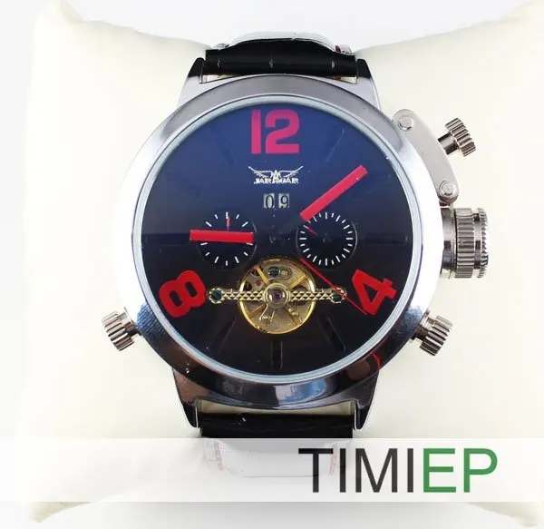 

Hot! Mens Big Face Tourbillon Automatic Leather Band Wrist Watch Skeleton Mechanical TIMI Watch