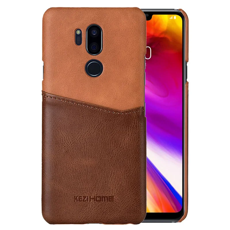 

for LG G7 thinQ Case Two-Tone Vintage Insert Card Genuine Leather Back Shell Cover for LG G7 Coque