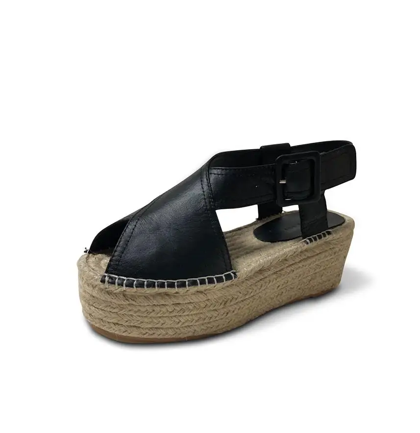 

Women Casual Style Brown Peep Toe Ankle Buckle Strap Wedge Sandals Summer Comfortable Rope Braided Platform 6cm Heel Shoes
