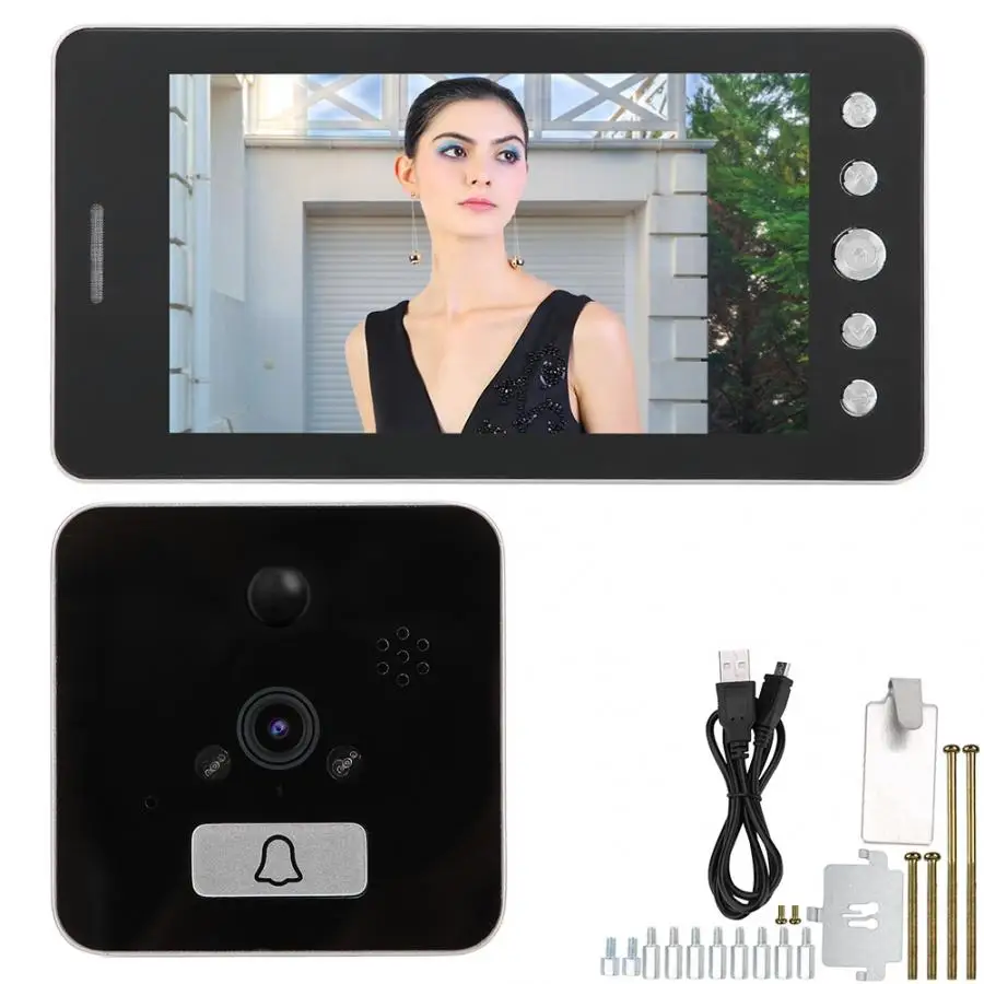 

5 Inch 1080P FHD Smart WiFi Video Doorbell Security Electronic Door Viewer PIR Motion Detection