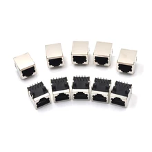 10 шт./лот 8P8C RJ45 разъем один порт W/светодиодный светильник гнездо PCB для передачи данных сети Ethernet