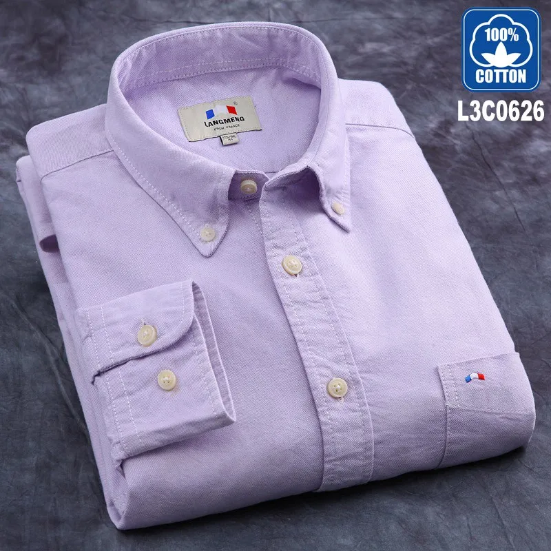 Lang men g хлопок новая весенняя Осенняя модная брендовая мужская рубашка приталенная Мужская рубашка с длинным рукавом Повседневная мужская рубашка - Цвет: L3C0626