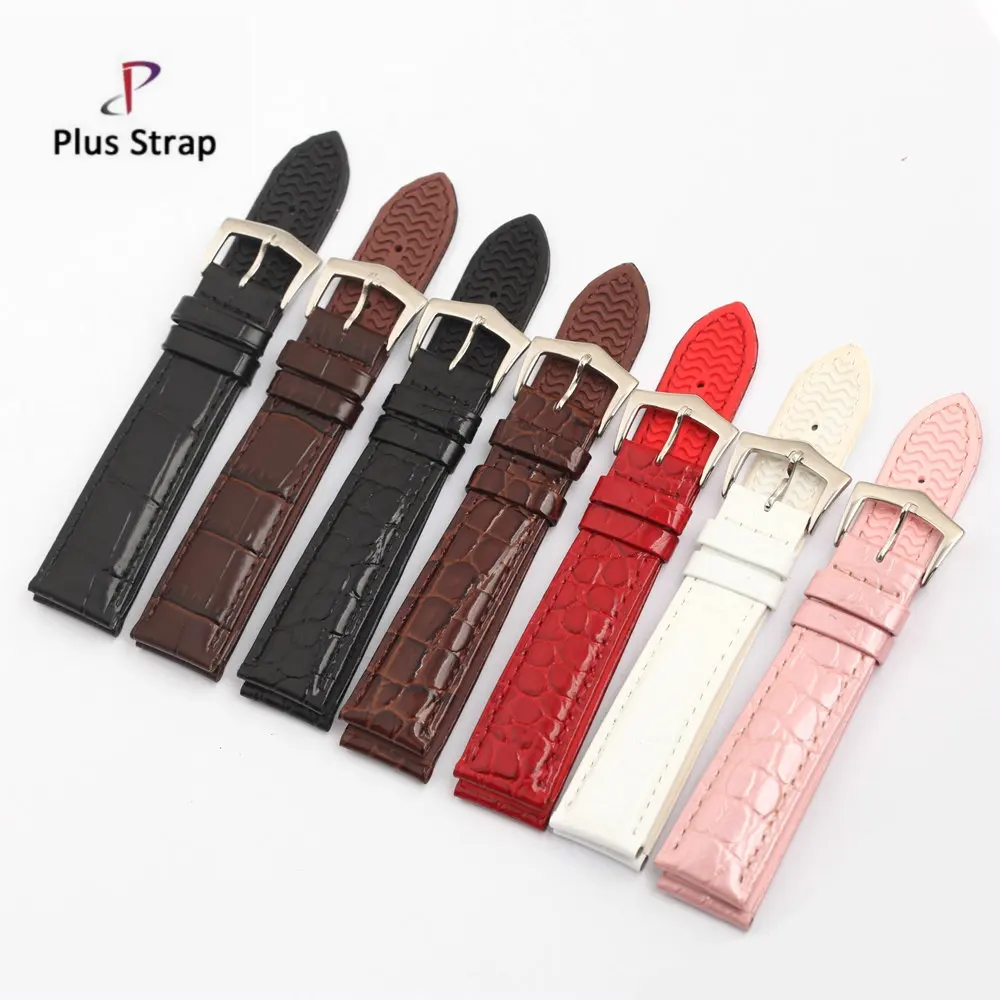 

Plus strap Bamboo pattern Genuine Leather Men Wrist Band Strap 20 21 22mm Wave pattern Silicone base Women Calfskin Watch Belt