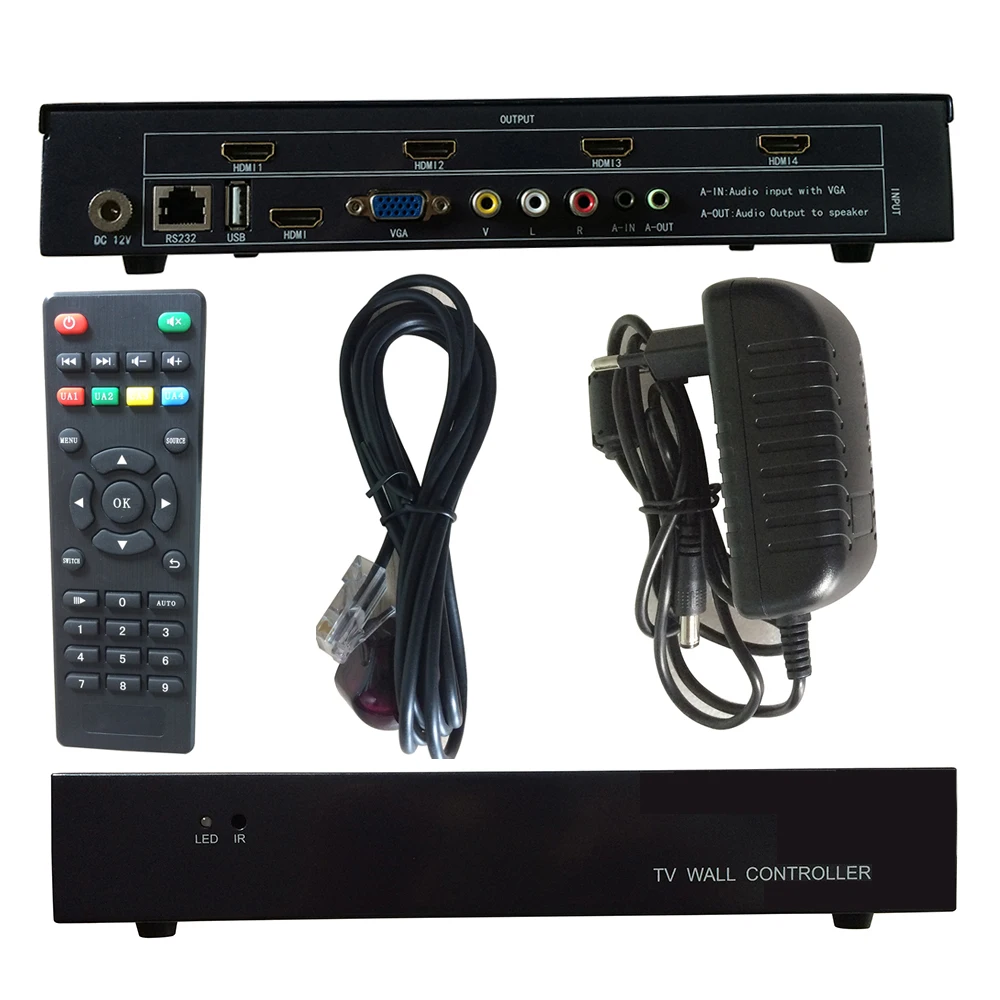 Video Wall Controller 2X2 2X1 1X2 1X4 4X1 1X3 3X1 USB/HDMI/VGA/AV input 4 TV shows a screen splicing free 2PCS 4k hdmi cable