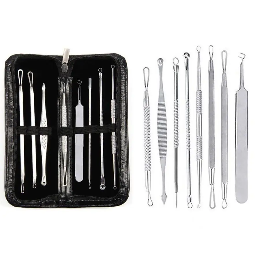 8Pcs Stainless steel Blackhead Remover Tool Kit Whitehead Pimple Acne