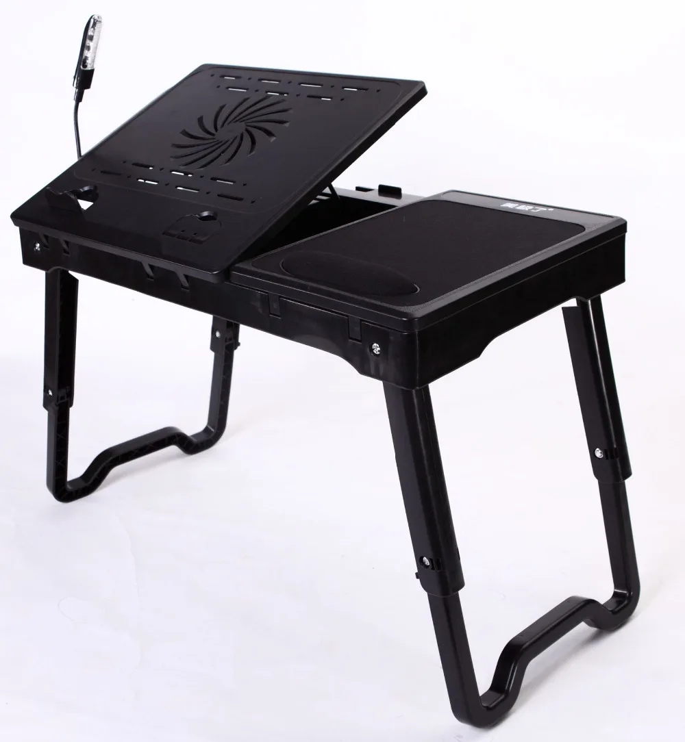 

58.5*41*33CM Grey folding laptop desk Dissipate heat Storage with Hub LED USB slacker on the bed table