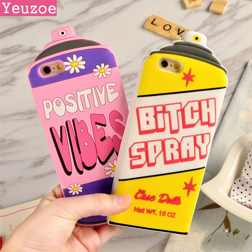 

Yeuzoe New Postive Vibes Bottle Repellent Bitch Spray 3D Silicone Case For iphone 6 case cover Protective for iphone 6s case