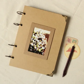 

Vintage kraft photo album travel handmade diy stickers scrapbooking love san valentin gift