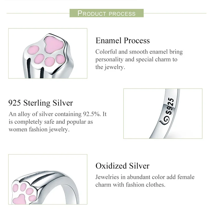 BAMOER Новая коллекция 925 пробы Серебряное кольцо для женщин с изображением животных, собак, кошек, следов, обручальное ювелирное изделие SCR366