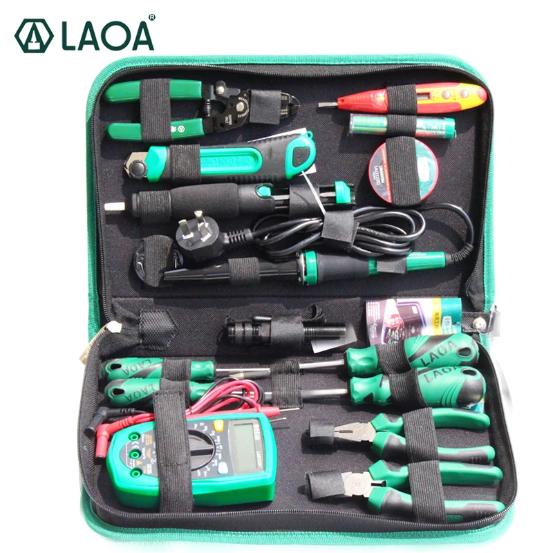 LAOA 16Pcs Electronic Maintenance Set of Tools Soldering Iron Pliers Tweezers Electronic Digital Multimeter Repair Tools Kit LAOA 16Pcs Electronic Maintenance Set of Tools Soldering Iron Pliers Tweezers Electronic Digital Multimeter Repair Tools Kit
