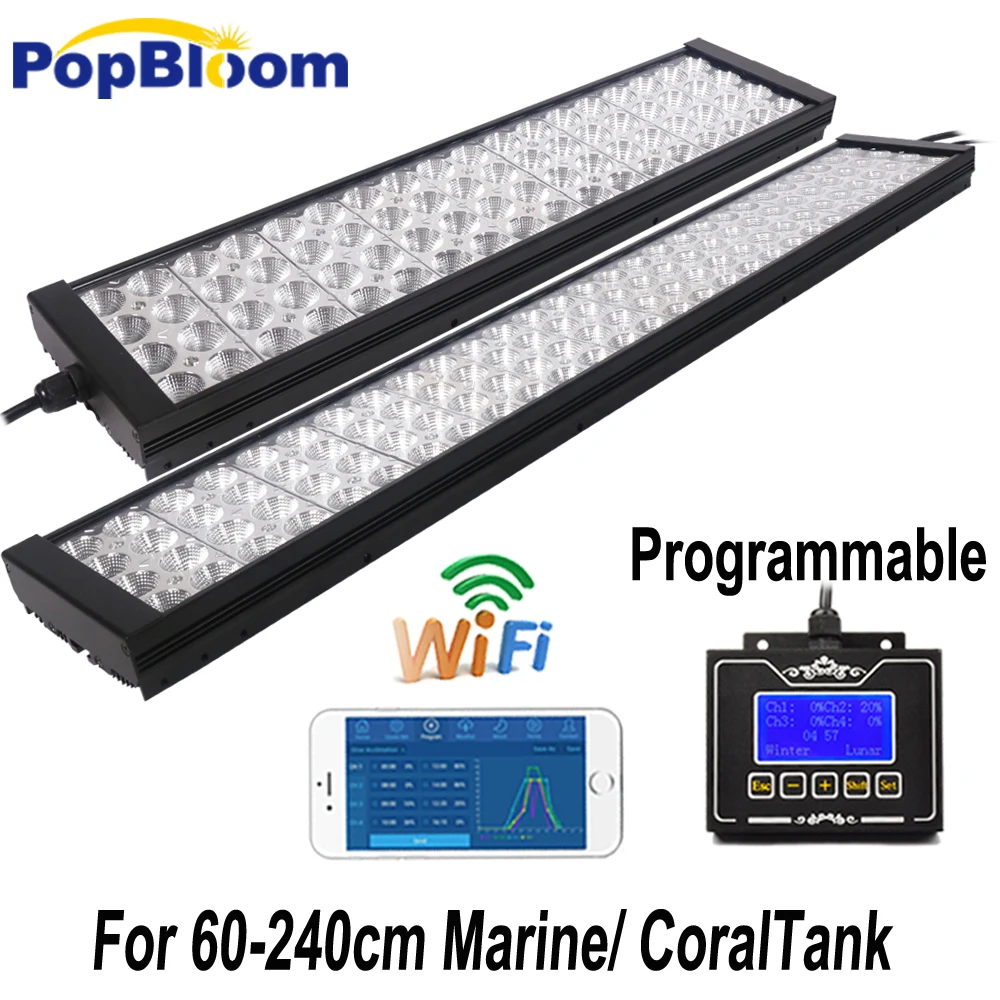 24" 36" 48" 60" 72" Smart Marine Aquarium LED Lighting Coral Reef Saltwater Lamp Aqua Tank