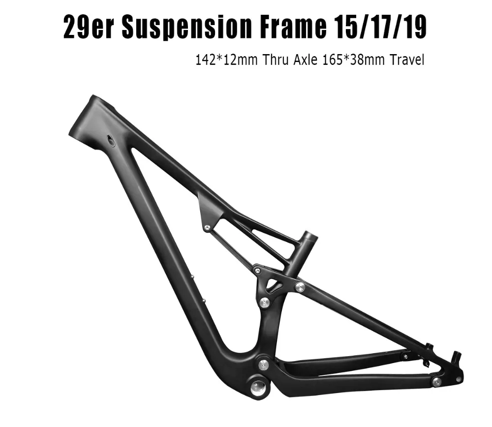 Cheap 29er carbon full suspension frame mountain bike frame mtb suspension  frame 142*12mm Thru Axle 165*38mm Travel XDB DPD 2