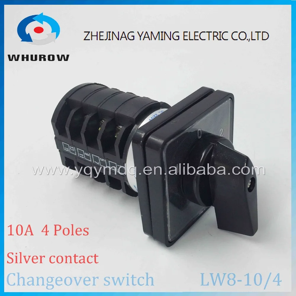 

Cam switch LW8-10/4 universal switch 10A 4 poles 3 Positions 16 Terminals black rotary changeover switch silver contact