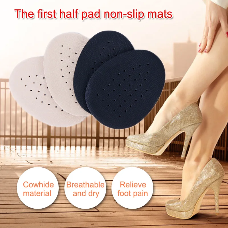 

2 Pairs Half Insoles Comfortable Leather Bottom Latex Anti Slip Breathable High Heel Shoes Pad zapatos de mujer