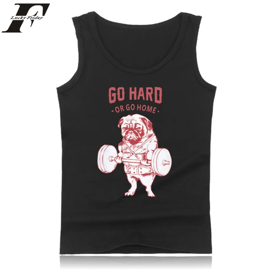 LUCKYFRIDAYF Funny Dog Vest Summer Sleeveless Fitness Shirt Soft Cotton Tank Top Bodybuilding