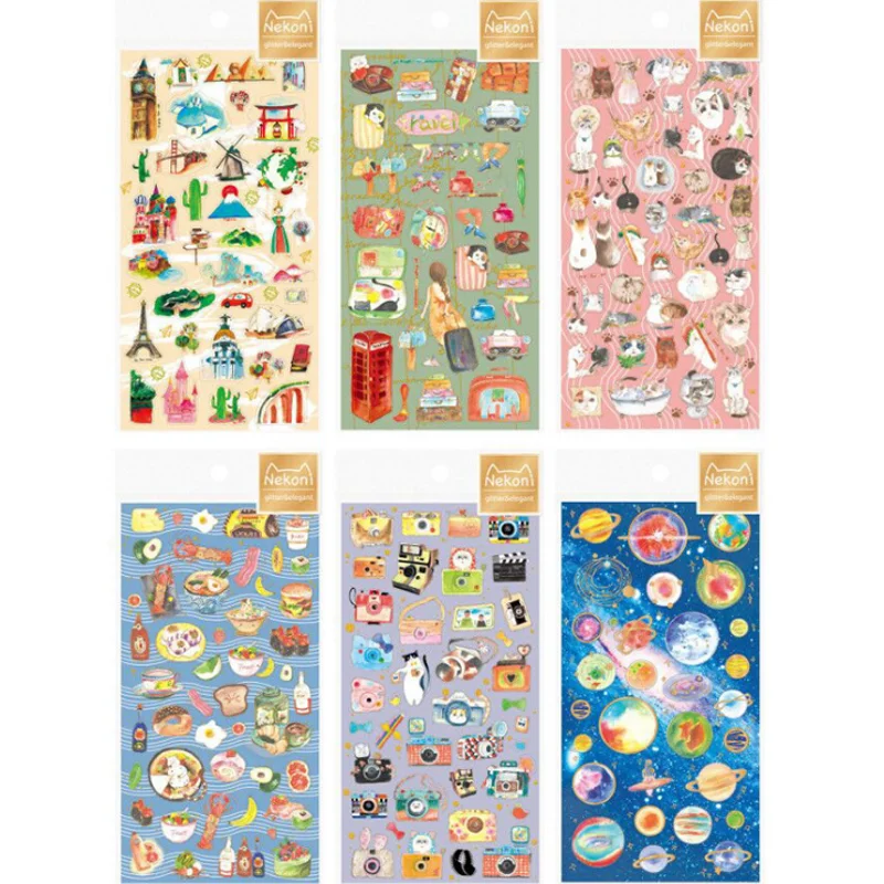 

1 Sheet Creative Planet Bronzing Adhesive Stickers DIY Decoration Stickers Stationery Stickers