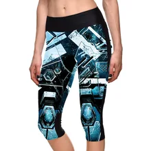 New 1143 Sexy Girl Women Mecha Blue Iron Man 3D Prints Workout Fitness stretchy elastic Cropped Trousers Leggings Pocket Pants