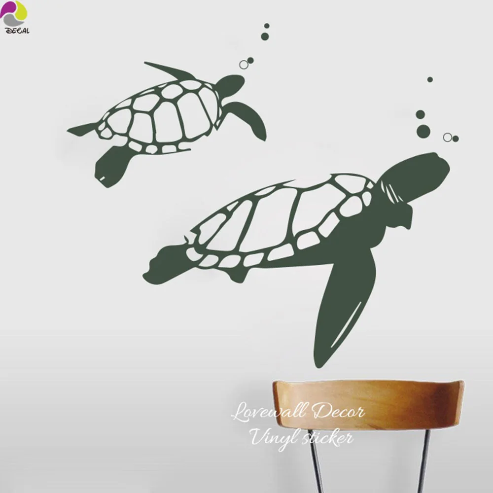 Cartoon Swimming Turtle Wall Sticker Baby Nursery Kids Room Bedroom Underwater Ocean Fish Animal Wall Decal decoration Vinyl (2)