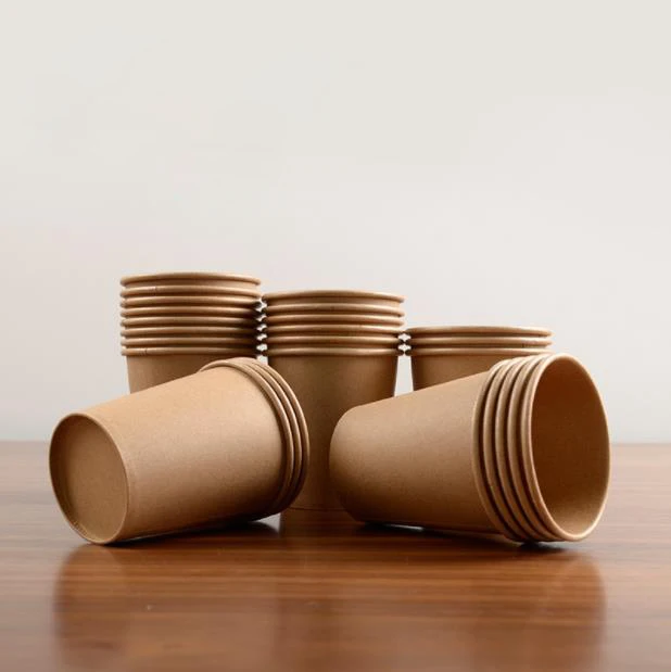 

100pcs/pack Kraft Paper Cup Disposable Paper Cup Coffee Milk Hot Drink Paper Cup Household Coffee Shop Supplies