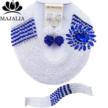

Majalia Fashion Classic Nigerian Wedding African Jewelery Clear ab Crystal Necklace Bride Jewelry Sets Free Shipping 10CJ0036
