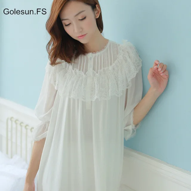 Spring autumn princess grace nightwear royal ancient ways women long