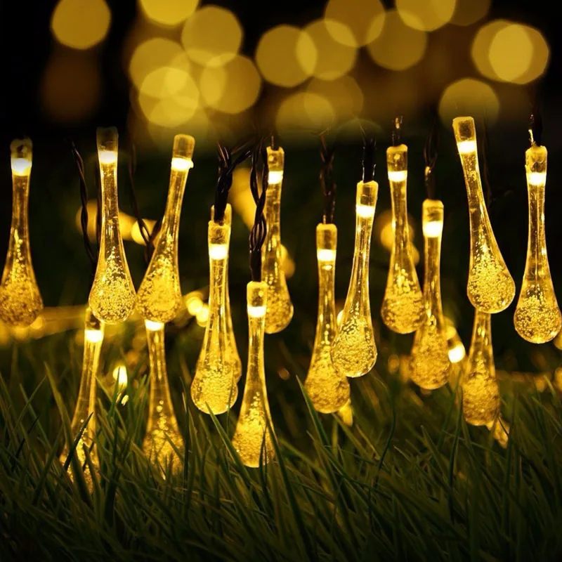 Светодиодный светильник на солнечной батарее 7 м, 30 светодиодов, водонепроницаемый Сказочный светильник в виде капли воды, уличный садовый светильник для рождественской вечеринки, праздничный декоративный светильник s
