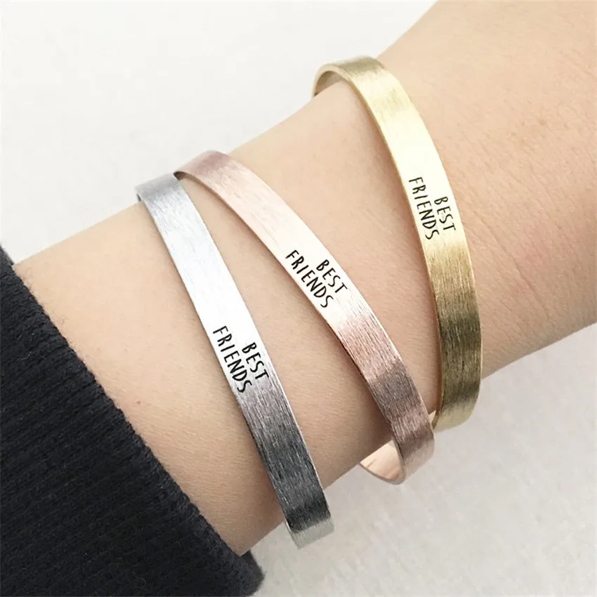 Rose Gold Pulseiras Masculina BFF Jewelry Friendship Gift Cuff Bracelet Best Friends ID Bracelets& Bangles For Women Men