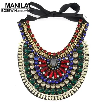 

7 Colors Latest Luxury Handmade Crystal Necklace Women Indian Collar Chokers Statement Necklaces Evening Dress Wedding Jewelry