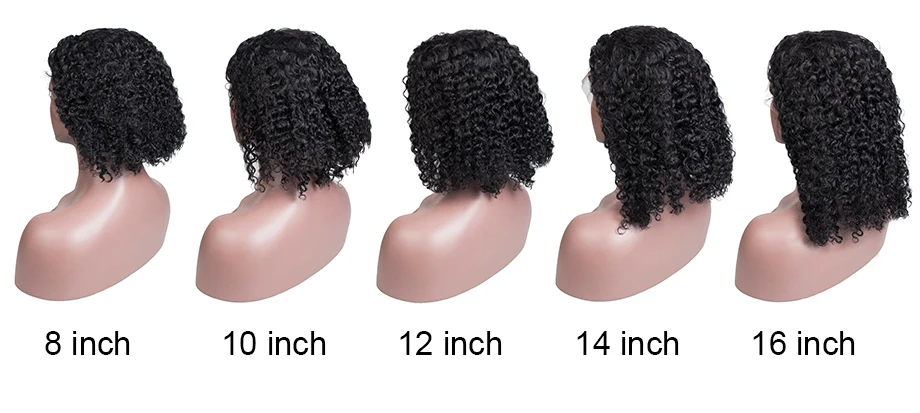 13X6 Jerry Curly Lace Front Human Hair Wigs With Baby Hair Brazilian Remy Hair Short Curly Bob Wigs For Women Pre-Plucked Wig