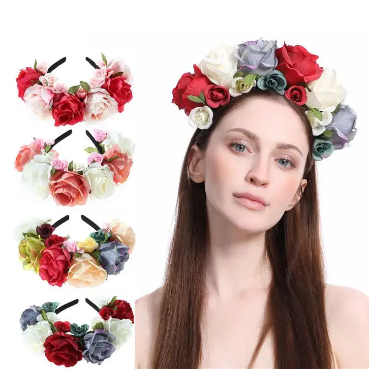 

Bridal Headwear Wedding Accessories Headpieces Bride Headband Mariage Cute Rose Hair Flowers American Hairpins Floral