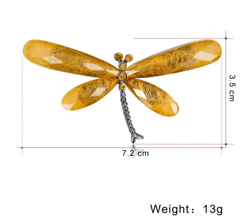 Многоцветный акриловый прозрачный крыло желтый красный зеленый Стрекоза Броши с насекомыми для женщин Летний стиль брошь Заколки ювелирные аксессуары