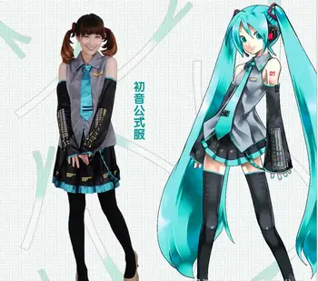 

Inspired by Vocaloid Hatsune Miku Video Game Cosplay Costumes Cosplay Suits Dresses Sleeveless Blouse Skirt Tie Sleeves Belt