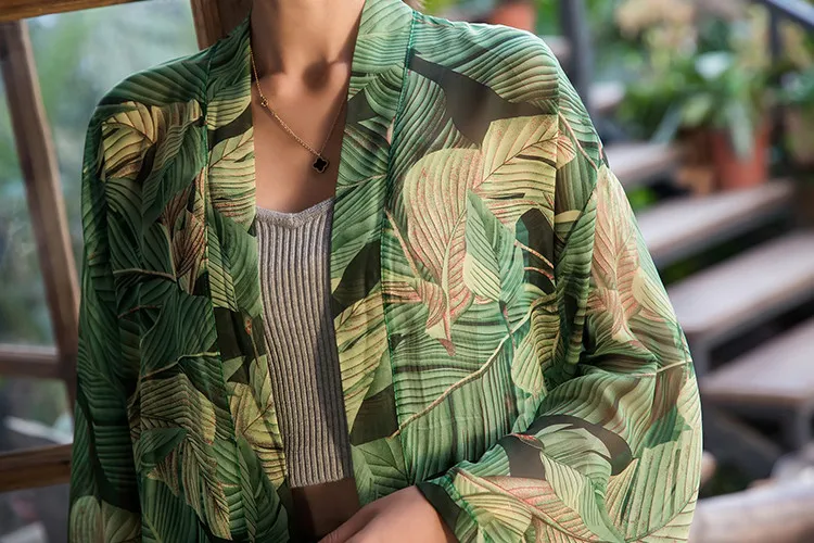 Runway Summer Fashion Women Floral Print Long Kimono Cardigan Long Sleeve Summer Blouse Blusas Bohemian Chiffon Vintage Kimono