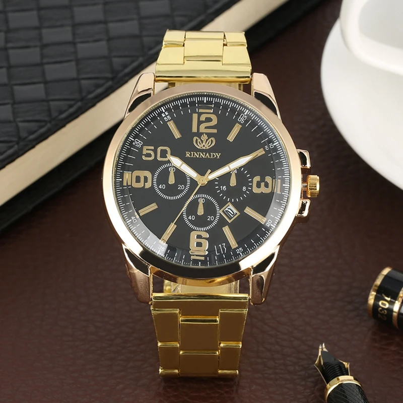 

2020 Mens Watches Top Brand Luxury 12 Hour Quartz Clock Male Royal Gold Stainless Band Sports Calendar Watch Relogio Masculino