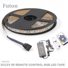 5m DC 12V Wireless RF Remote Control RGB LED Light Strip With Adapter SMD5050 Waterproof Flexible LED Tape For Decoration