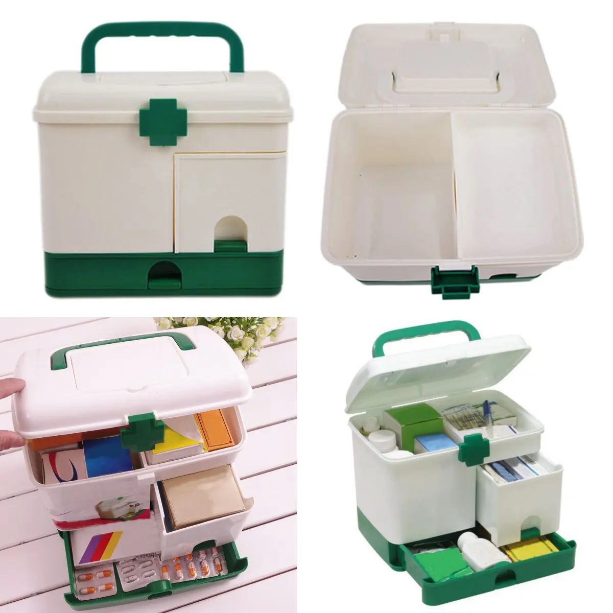 

Large Capacity Household Portable 3 Layer Medicine Drawer Health Storage Box First Aid Kit Case Bin Organizer
