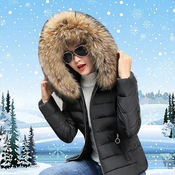 

women's parkas coats fem me clothes 2019 jackets ladies plus large big size warm long hooded Cotton faked fur black Thick