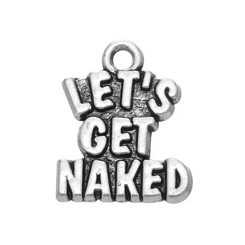 

10pcs Charms Let'S Get Naked 14x17.5mm Antique Silver Color Pendant Let'S Get Naked Charms For Jewelry Making Jewelry Findings