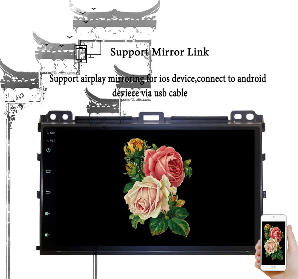 

1024*600 HD 9'' IPS Android 9.0 4+64G Car Radio dvd music tape recorder gps monitor for Toyota Prado 120 2002-2009 dab Head Unit
