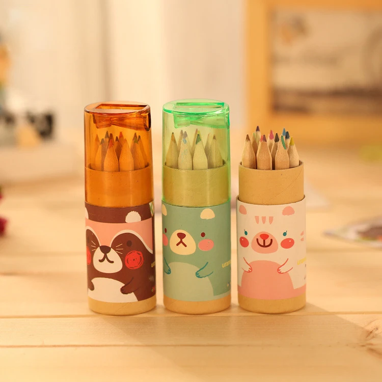 

12PCS/set Kawaii Cute Bear Wooden Colored Pencil Set Wood Color Pencil for Kid School Graffiti Drawing Painting Papeleria sl1165