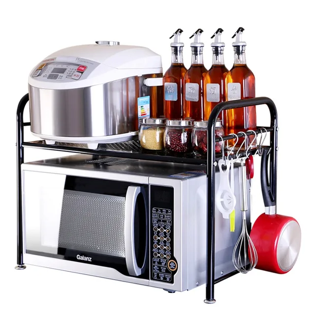 Special Offers Modern Design Multifunction Carbon Steel Microwave Oven Shelf Kitchen Cabinet Organizer Tool Counter and Cabinet holder- Black Special Offers Modern Design Multifunction Carbon Steel Microwave Oven Shelf Kitchen Cabinet Organizer Tool Counter and Cabinet holder- Black