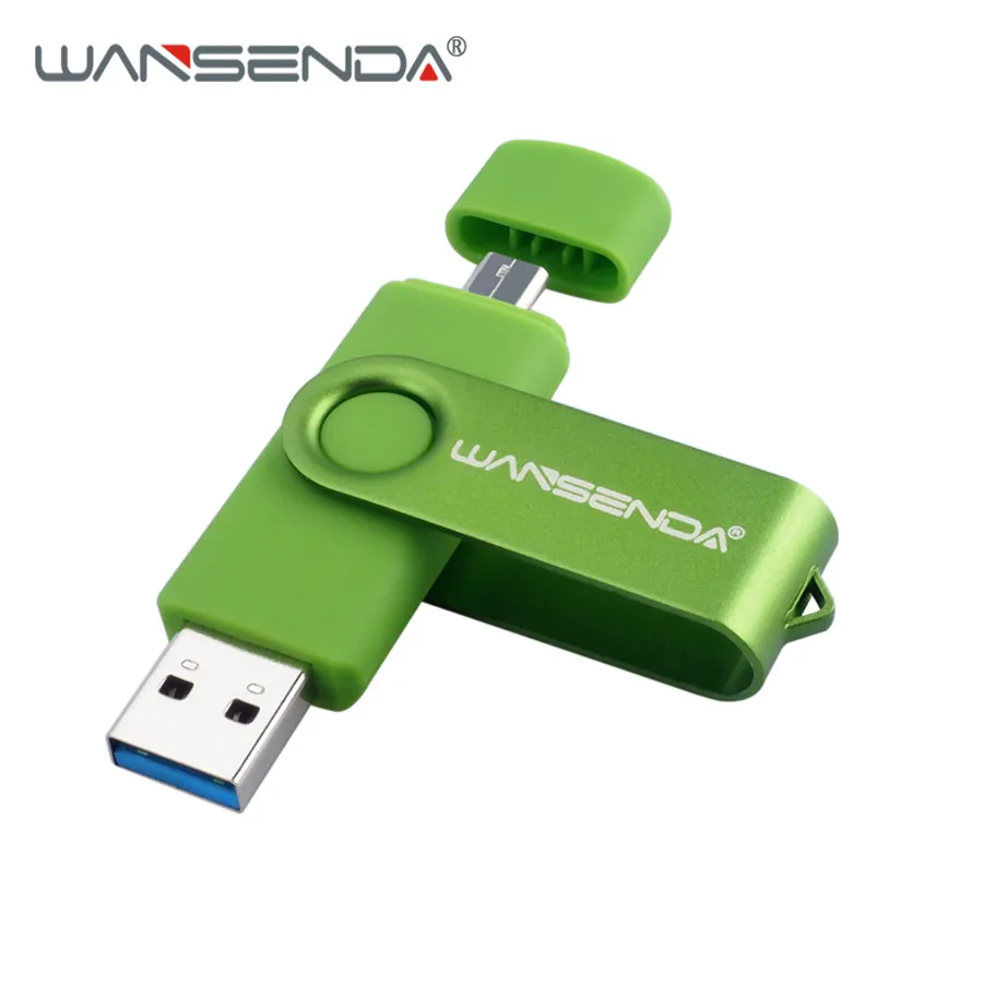 WANSENDA USB 3,0 USB флеш-накопитель 128 Гб OTG флеш-накопитель для Android мобильных устройств/ПК 16 ГБ 32 ГБ 64 ГБ флеш-накопитель 256 ГБ Micro USB карта памяти - Цвет: Зеленый