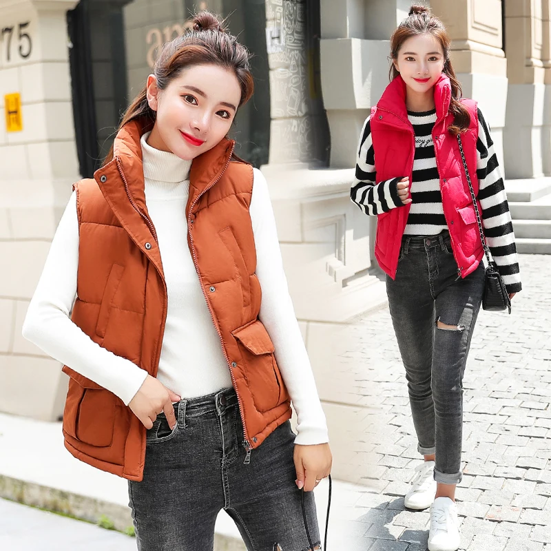 2018 Women Autumn Winter Vest Casual Short Warm Thicken
