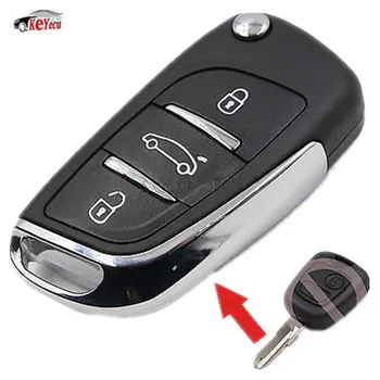 

KEYECU Modified Flip Remote Car Key Fob 2 Button 433MHz Electronic ID46 Chip for Peugeot Citroen