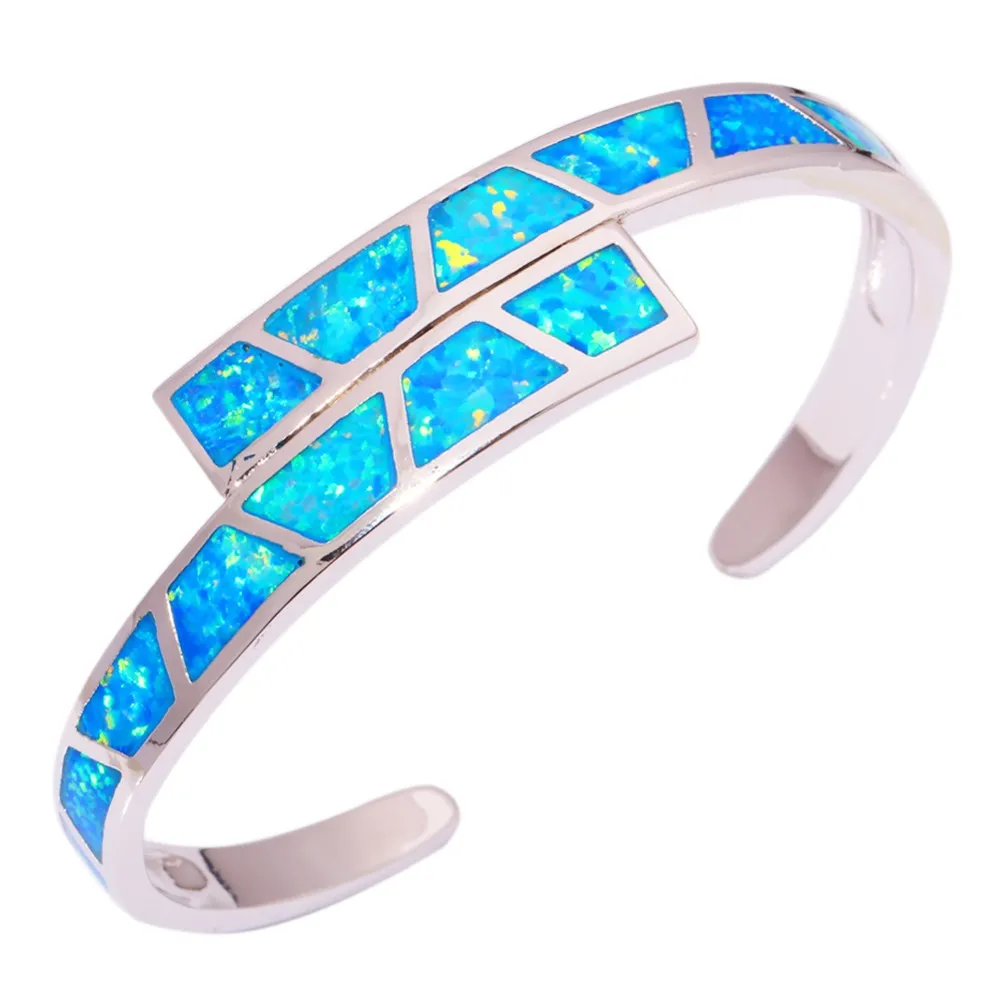 Cinily создан Blue огненный опал Серебро покрытием Лидер продаж Мода для Для женщин jewelry браслет 6 3/" OS451
