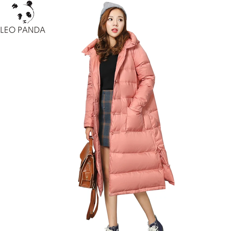

Plus Size Folk Style Retro Pankou Down Jackets Women Long Loose Casual Ladies Coat 2018 New Thicken Warm Female Parkas LXT705