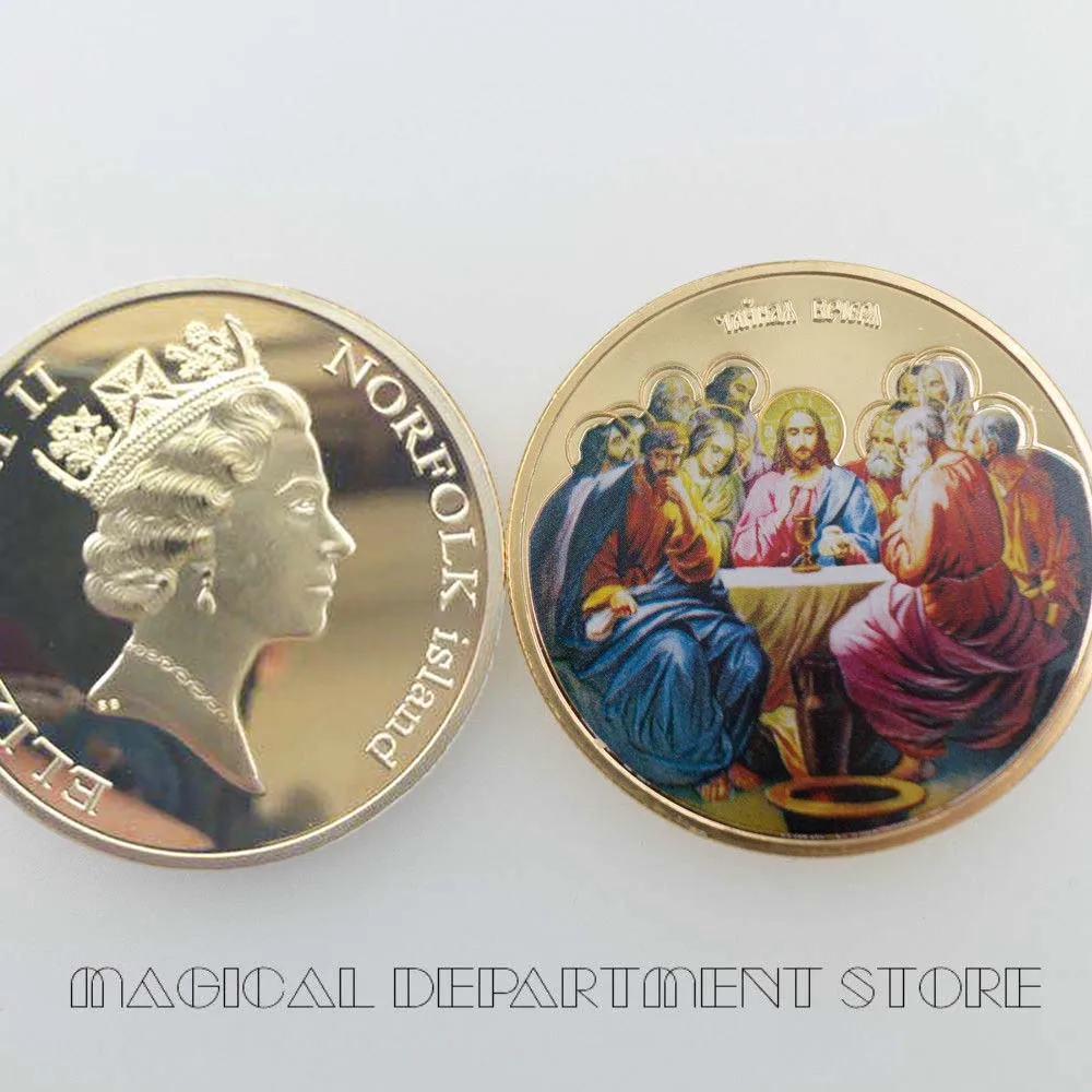 

Jesus Commemorative Metal Coin 999.9 Gold Foil Souvenir Coins Human Collection Metal Crafts Golden Coins